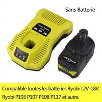 12V-18V Chargeur de Batterie de Rechange pour Ryobi  P103 P107 P108 P117 Batterie Rechargeable - Prise EU