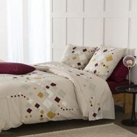 Parure de lit housse de couette avec taies d'oreiller 100% Coton 57 fils Tigy Bordeaux 220x240 cm