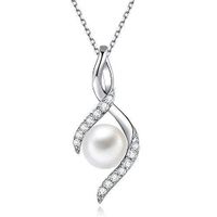 immobird -  Collier Perle en Argent Sterling 925 Pendentif Femme avec Perle Collier Femme Perles pour Saint-Valentin Cadeau