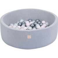 Piscine à balles pour bébé MISIOO Smart - 150 balles - 90 x 30 cm - Gris clair/Rose/Blanc/Argent