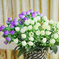 36 têtes artificielles fausses fleurs en soie bouquet mini rose bud fête maison décor à la maison (blanc