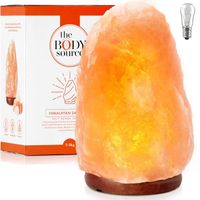 Lampe en Cristal de Sel de l'Himalaya The Body Source - Naturelle & Fabriquée à la Main avec Base en Bois - 2-3kg