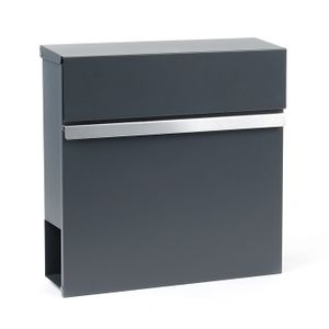 Ml-Design – Boîte aux lettres murale en acier galvanisé – Compartiment pour journaux – Verrouillable avec 2 clés – Design moderne anthracite et aspect chêne