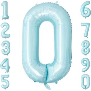 BALLON DÉCORATIF  Bleu Perle Ballon Numéro 0, 40 Pouces Grand Hélium