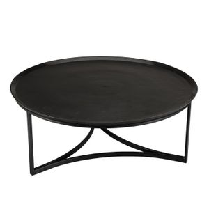 TABLE BASSE Table basse ronde en aluminium noir - MACABANE JON