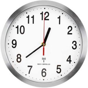 19,5 x 4,5 x 19,5 cm Blanc TFA Horloge Murale Radio-Pilotée en Aluminium
