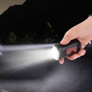 Plastique ABS Mini Portable Manivelle Dynamo 3 LED Lampe de Poche Électrique Solaire Camping Torche livraison gratuite+Rouge 