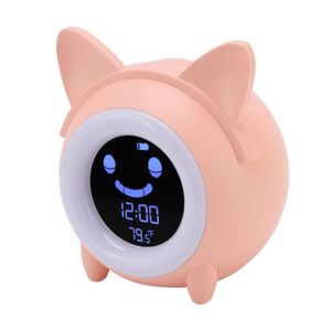 Réveil jouet pour enfants horloge de bureau électronique cadeau d'anniversaire motif de chat et de chien veilleuse à LED à changement de couleur 
