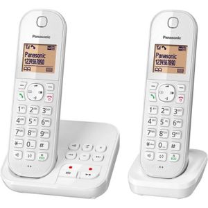Téléphone fixe téléphone sans Fil Dect duo avec répondeur Blanc