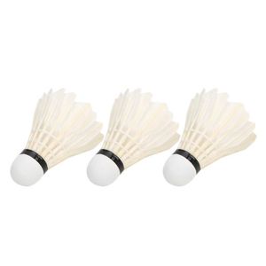 CORDAGE BADMINTON SALALIS balles de plumes Volants de petite planche de Badminton, 3 pièces, balles d'entraînement en plumes de sport raquette Blanc