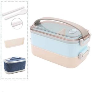 IDO Latral Bo/îte bento pour Les Enfants /Étanches Bento bo/îte /à d/éjeuner avec 2 Couche Conteneur de collation Alimentaire pour Les Adultes Durable,Bleu