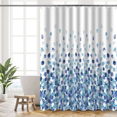 Rideau De Douche Rayures Bleu Marine 180x180cm - Ligne Bleue Blanche Minimaliste Imperméable Avec 12 Crochets, Polyester Anti-Moisissure Pour Salle De Bain