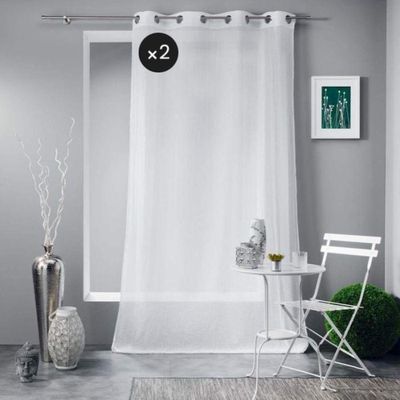 Voilage à anneaux 140 x 240 cm - Voile tissé Linka Blush - Mon Linge De Maison