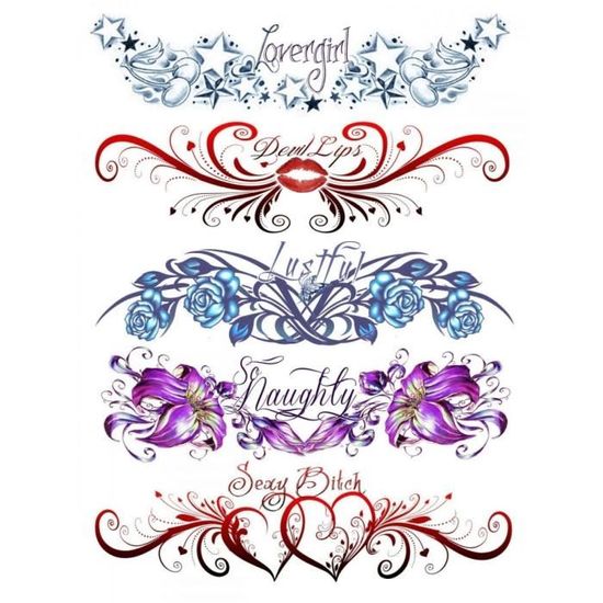 Kit De Tatouages Éphémères Tribaux Love Tattoo - 6 Planches, Bleu, Neuf
