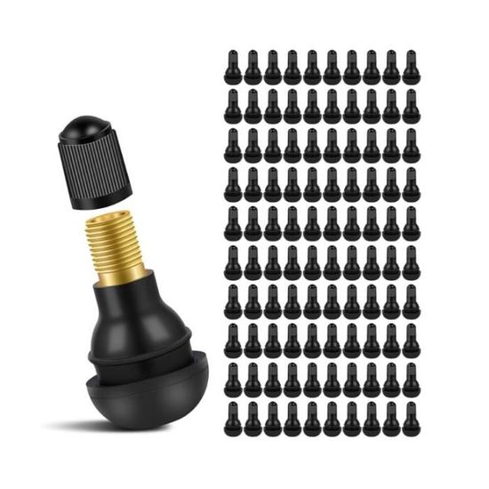 100 Valves Pneu TR414 | Valve Caoutchouc Snap-in Universelle | Pour Voiture, Moto