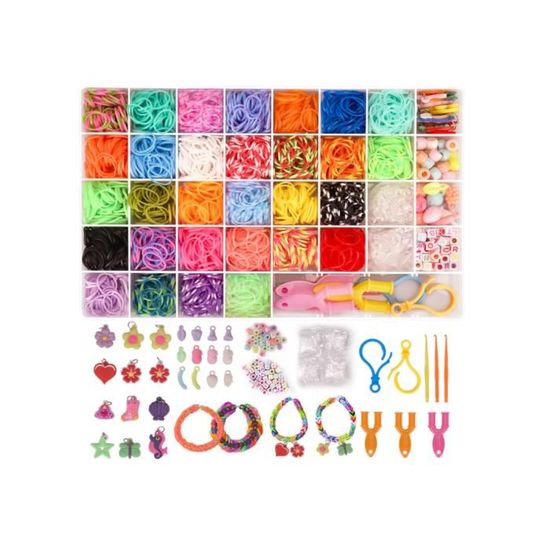 Relota Elastique Bracelet Kit, 40 Grilles Élastique Loom Bands Kit, elastiques p