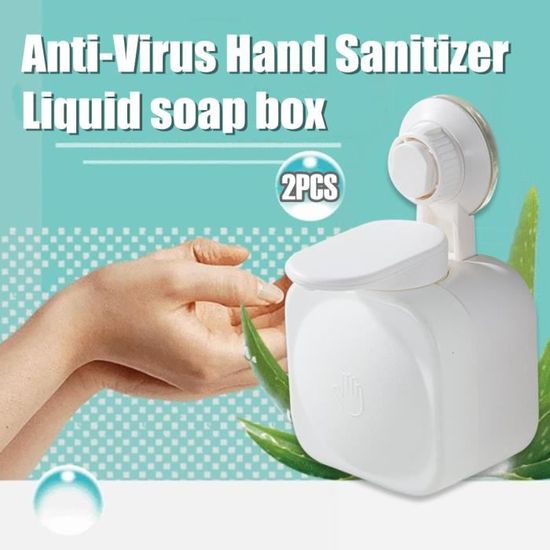 2PC ventouse distributeur de savon mural ABS étanche boîte de savon pour salle de bain Distributeur de savon LAVE MAIN 62