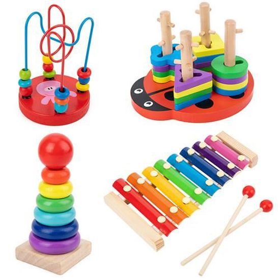 4 pièces de jouets éducatifs éducatifs pour enfants en bois combinés