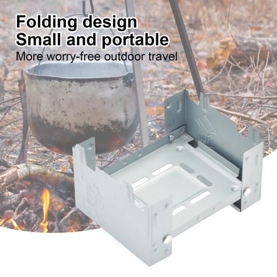 Support De Poêle à Alcool Portable - Croisé - Camping Plein Air - Inox - 98x30x1mm