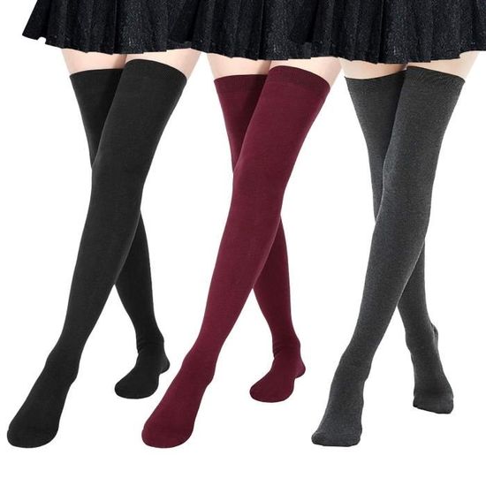 3 paires Femme Extra Longues Chaussettes Hautes de Cuisse Montantes Chaussettes de Genoux para Sport Cosplay Noir Cdiscount Pret a Porter