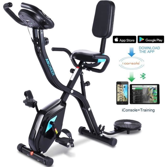 Profun Vélo de Fitness Pliable Vélo d'Appartement avec Disque de Sport pour Les Reins, Vélo d'exercice à l'Intérieur 10 Niveaux de R