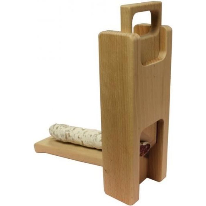 Trancheuse / Guillotine à saucisson - Hêtre massif - Lame acier inoxydable