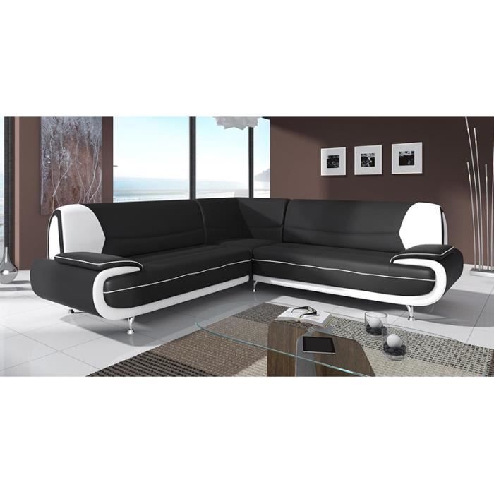 Canapé d'angle design noir et blanc MUZA