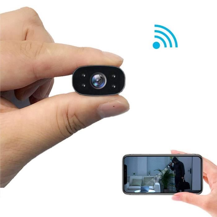 Caméra Espion, Mini Camera,1080P HD Camera Surveillance WiFi sans Fil avec Vision Nocturne et Détection de Mouvement