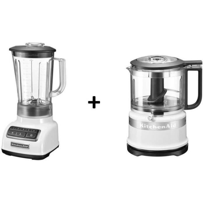 KITCHENAID Blender 5KSB1565EWH - Blanc + Mini hachoir 5KFC3516EWH - Blanc