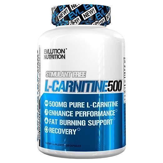 Evlution Nutrition Carnitine500 500 mg de L-Carnitine Pure dans Chaque Portion (120 portions, Capsule)