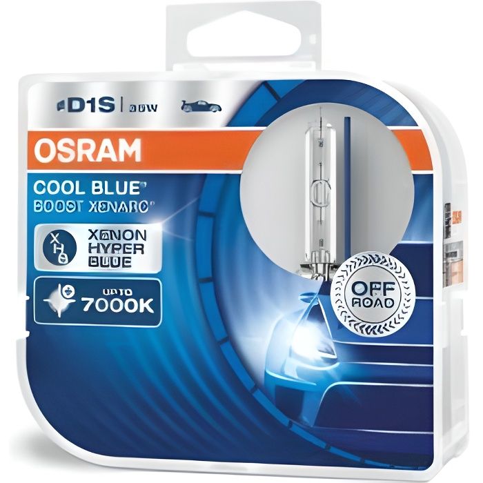 2x D1S OSRAM XENARC Cool Blue Boost, HID Lampe à décharge au xénon, 66140CBB-HCB, lumière hyper bleue, 85V, 35W