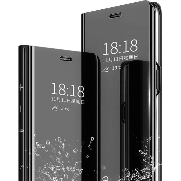 Coque pour Samsung S20 Plus,étui+Protection Écran Flip Clear View Translucide Miroir Standing 360°Housse Antichoc Smart Cover