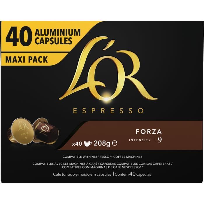 LOR Espresso Café - 40 Capsules Forza Intensité 9 - compatibles Nespresso®*