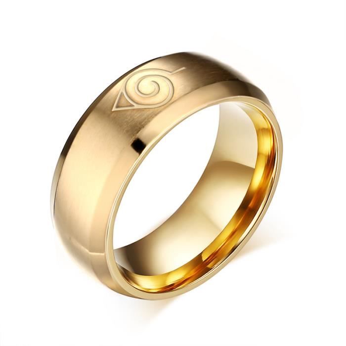 Bague Naruto Classique Anneau Bague en Titane Noir