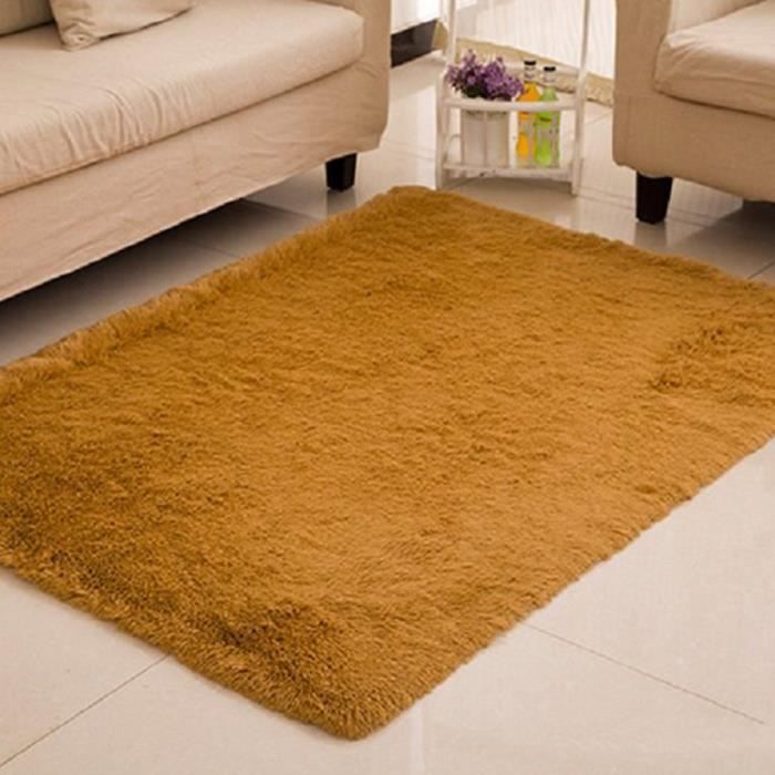 Tapis moelleux doux anti-dérapant Shaggy tapis de sol tapis de sol fournitures de salon kaki 60 * 120 CM