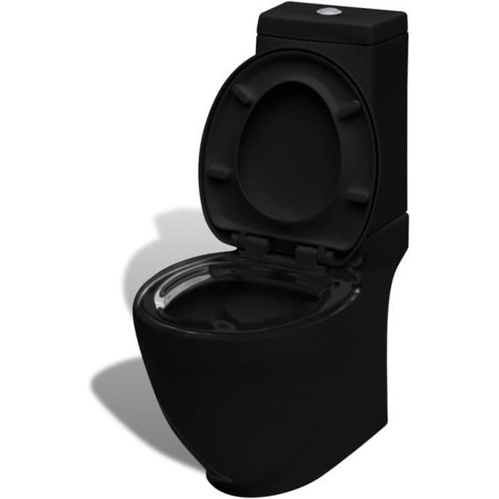 Toilette avec réservoir 65 x 40 x 85 cm Toilettes et bidets carré Noir Toilette portable Pack WC complet