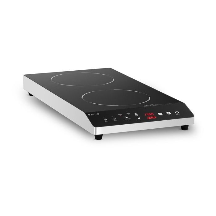 Plaque à Induction Table De Cuisson Pro Royal Catering RCIC-1800P6 (2 Foyers ø 22 cm, Jusqu’à 3 500 W, 60 à 240 °C, Écran LED)