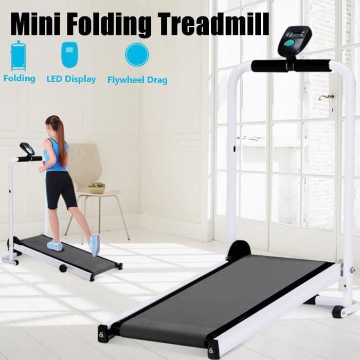 TEMPSA Mini Machine de Sport à la Maison de Remise en Forme d'affichage à LED de Tapis Roulant Pliant Multifonctionnel Gris