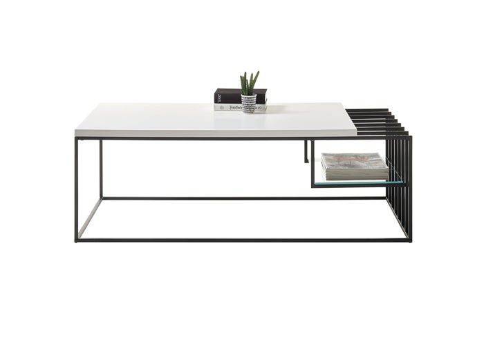 table basse robas lund - 58307ws9 - table basse, metal, blanc, lxhxp 120x40x60 cm