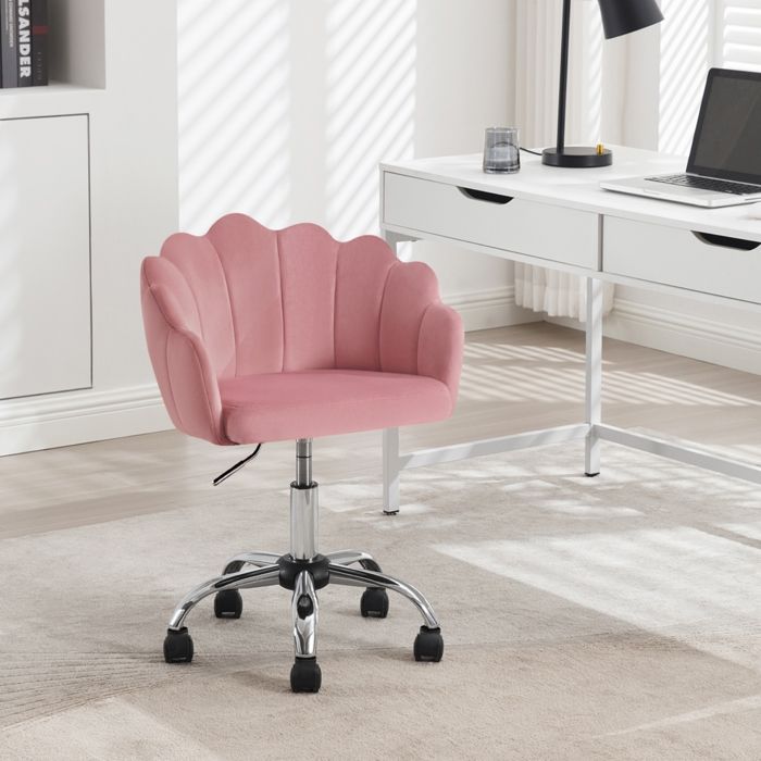 WOLTU Chaise Bureau Pivotante en Velours Fauteuil Coiffeuse avec Dossier en Pétale Hauteur Réglable Rose W0ATT0396 WOLTU Chaise Bureau Pivotante en Velours Fauteuil Coiffeuse avec Dossier en Pétale Hauteur Réglable Rose W0ATT0396
