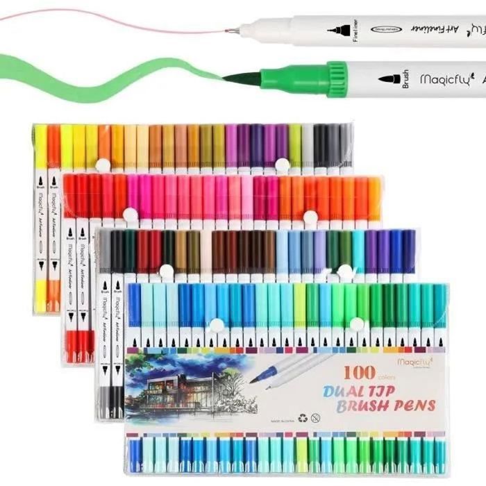 80 Feutres Double Pointe Aquarelle Gelanty - Coloriage Adulte, Dessin, Art