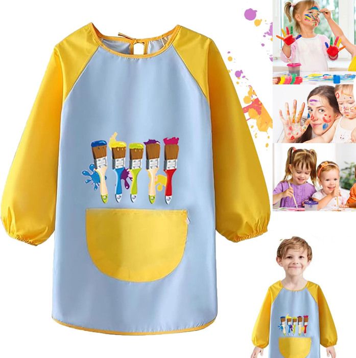 Blouse Peinture Enfant Imperméable, Tablier de Peinture Enfant Manches Longues, Blouses d'art