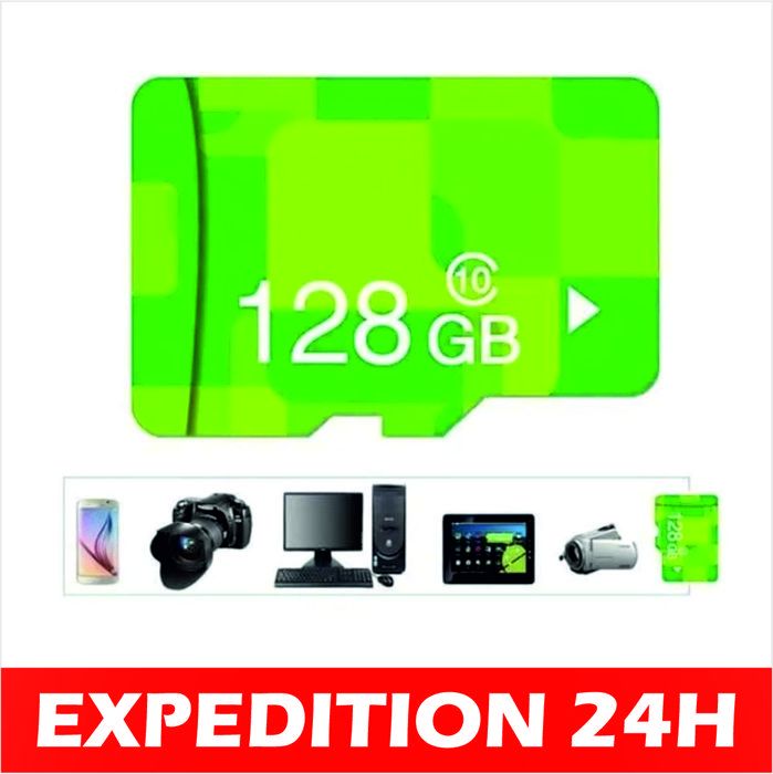 Carte mémoire Micro SD étanche 128 Go + adaptateur SD pour smartphones drones caméras embarquées appareils photo tablettes