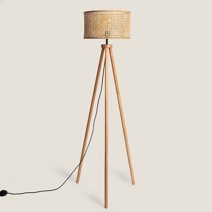 Lampadaire Rotin et Bois Adirane Naturel