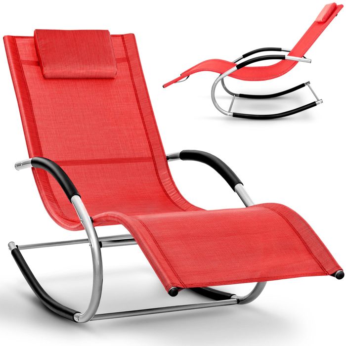tillvex Chaise longue de jardin pliable Rouge Chaise longue inclinable résistante aux intempéries