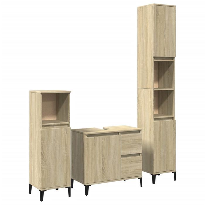 Bonne qualité - Mobilier Ensemble de meubles de salle de bain 3 pcs Salle de bain et WC - BONNIE - chêne sonoma DECO M3654293