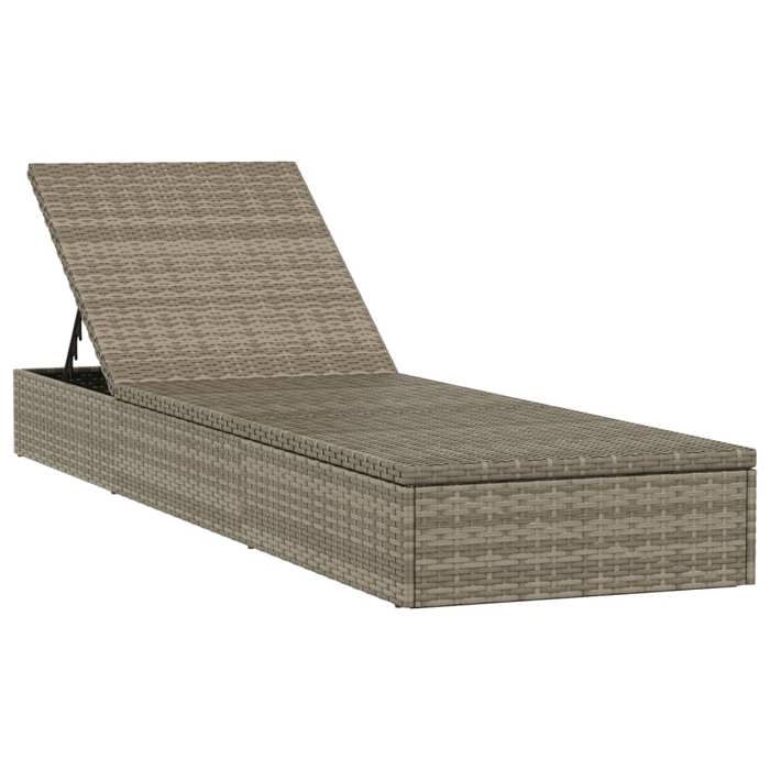 JLL*TOP - Chaise longue - Bain de soleil - 1 pc avec coussin - gris 201x55x62cm résine tressée LLL366