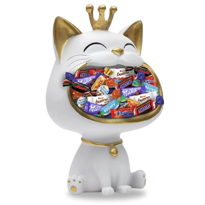 Vide-poche déco Chat Blanc et son Assortiment de 30 bonbons au