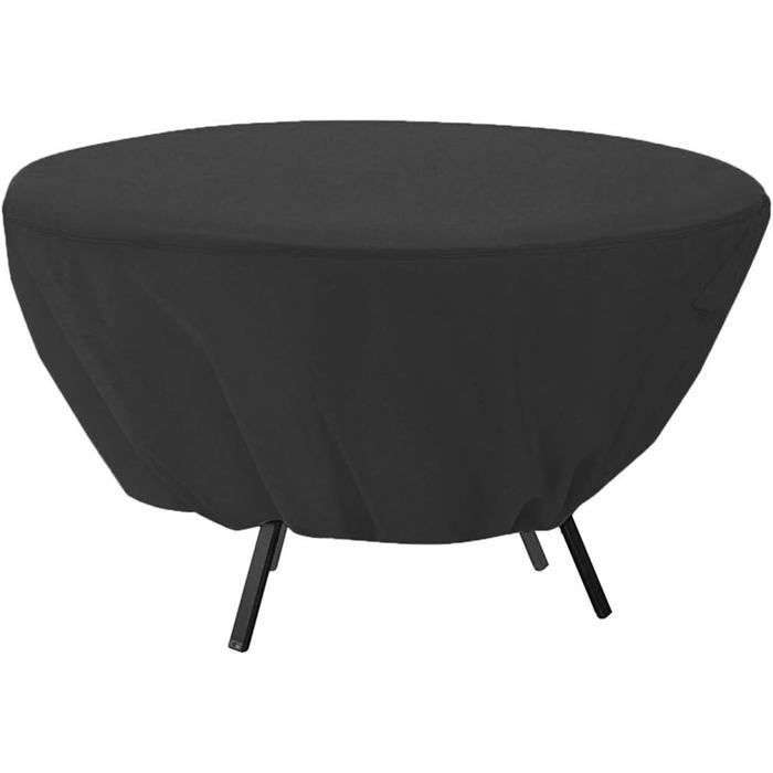 Housse de table de patio ronde meuble de jardin extérieur durable imperméable légère 127 cm noir PZCC