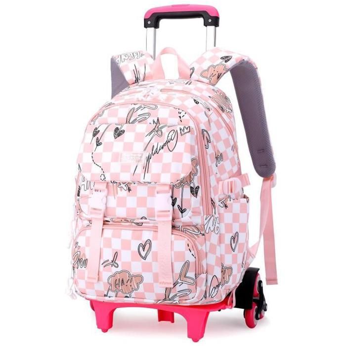 Cartable à roulettes pour fille/garçon avec roues, sac à dos d